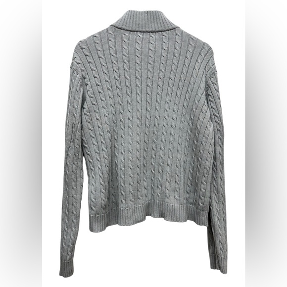 Lauren Ralph Lauren Women’s Gray Cable Knit Cardigan Zip Up Sweater Long Sleeves - Picture 3 of 6